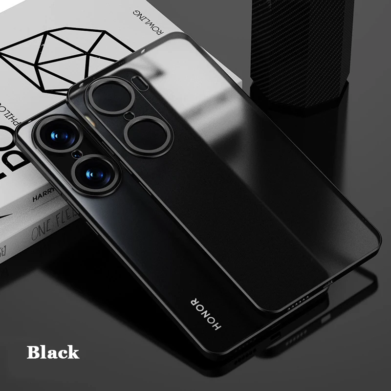 Plating Frame Transparent Matte Anti Fingerprint TPU Case For Honor 50 60 70 Pro Plus Airbag Anti-drop Full Cover Shell_voghion.com
