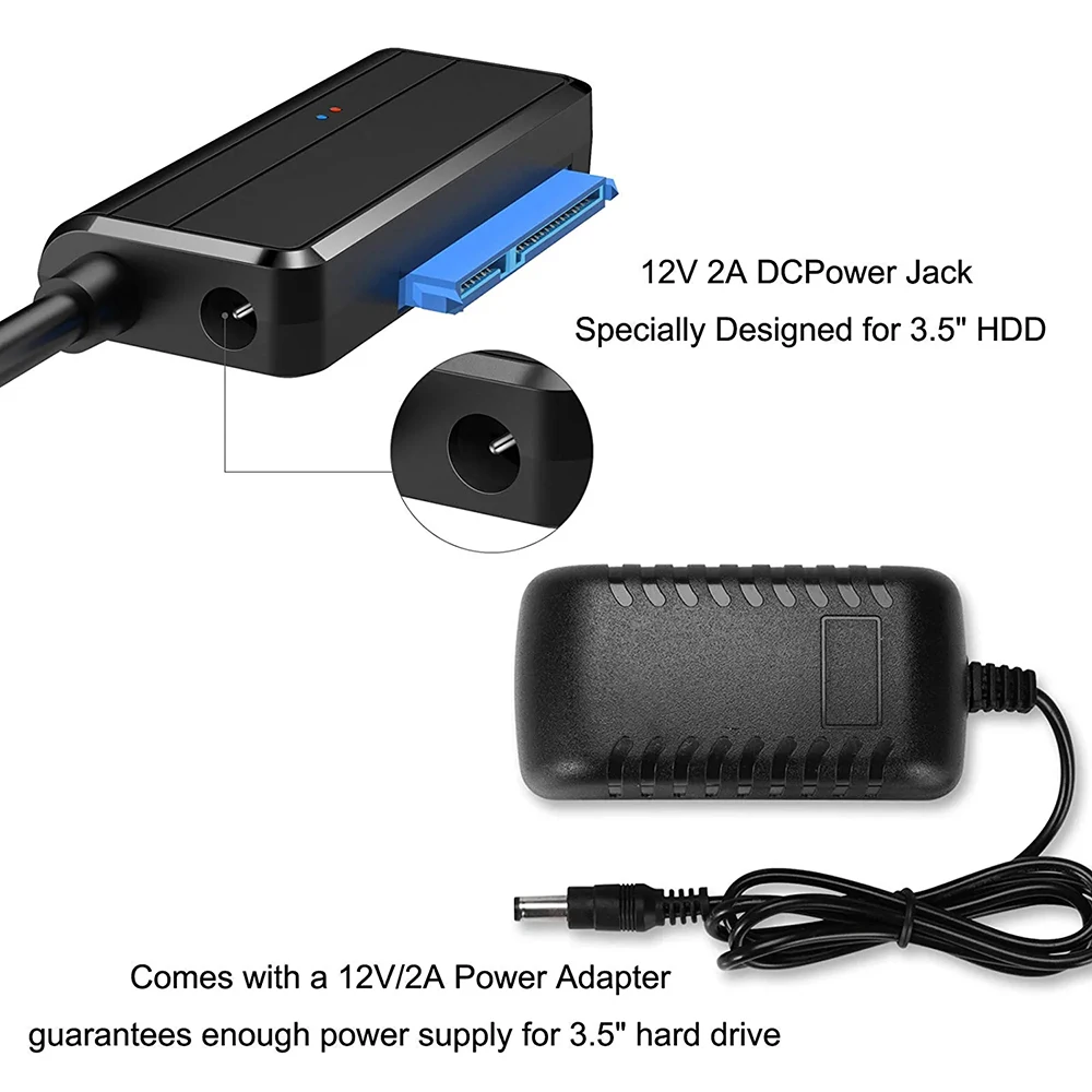Cavo adattatore SATA a USB 3.0 per HDD SSD da 3,5/2,5 pollici