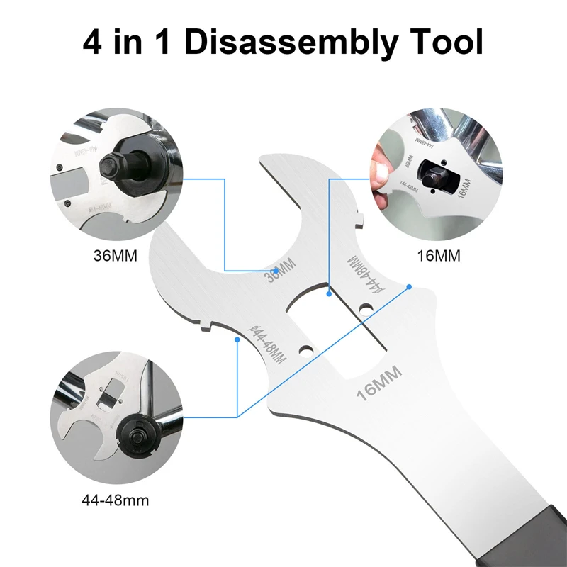 4 In 1 Mountain Bike Square Hole Bottom Bracket Install Removal Tool 36MM 44MM 48MM Wrench MTB Bicycle Nut Screw Spanner
