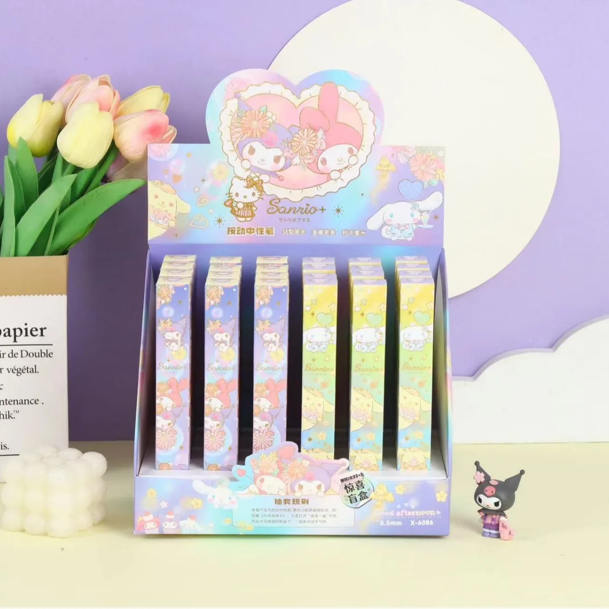 

Новая мультяшная зеркальная ручка Sanrio, нейтральная Черная гелевая ручка, коробка для загадок, канцелярские принадлежности для студентов, детский подарок