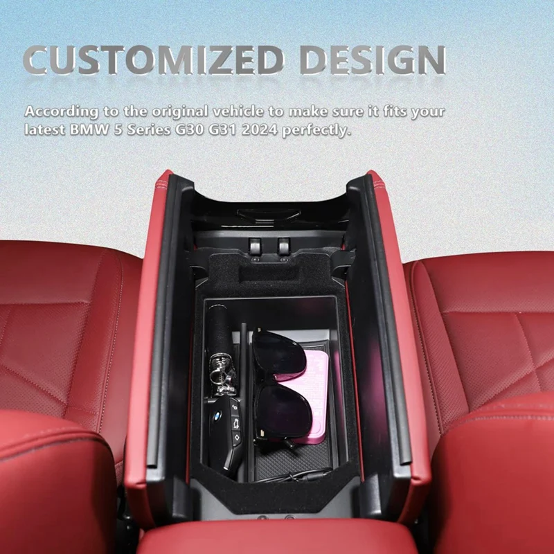 LHyfA Caja De Almacenamiento Consola Central Para BMW 5 Series G30 G31 2020 2021,Consola Central Apoyabrazos Caja Del Coche Interior Armrest Storage Box,A
