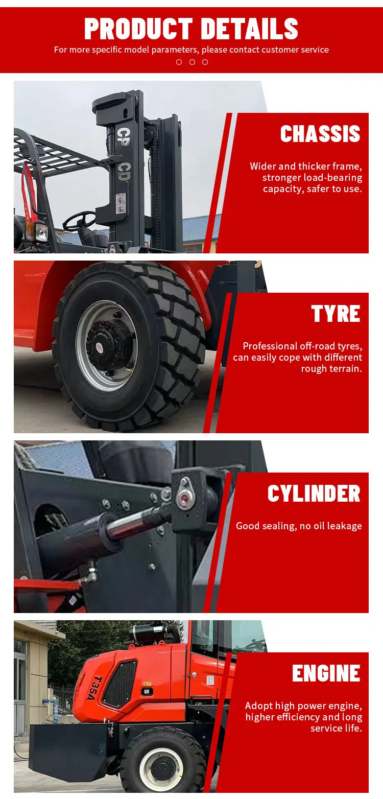 Robuster Gelände-Gabelstapler mit 3,5 Tonnen Fassungsvermögen, Gabelstapler, Fernlader, Geländewagen, Geländewagen, Gelände-Gabelstapler – Detail 8