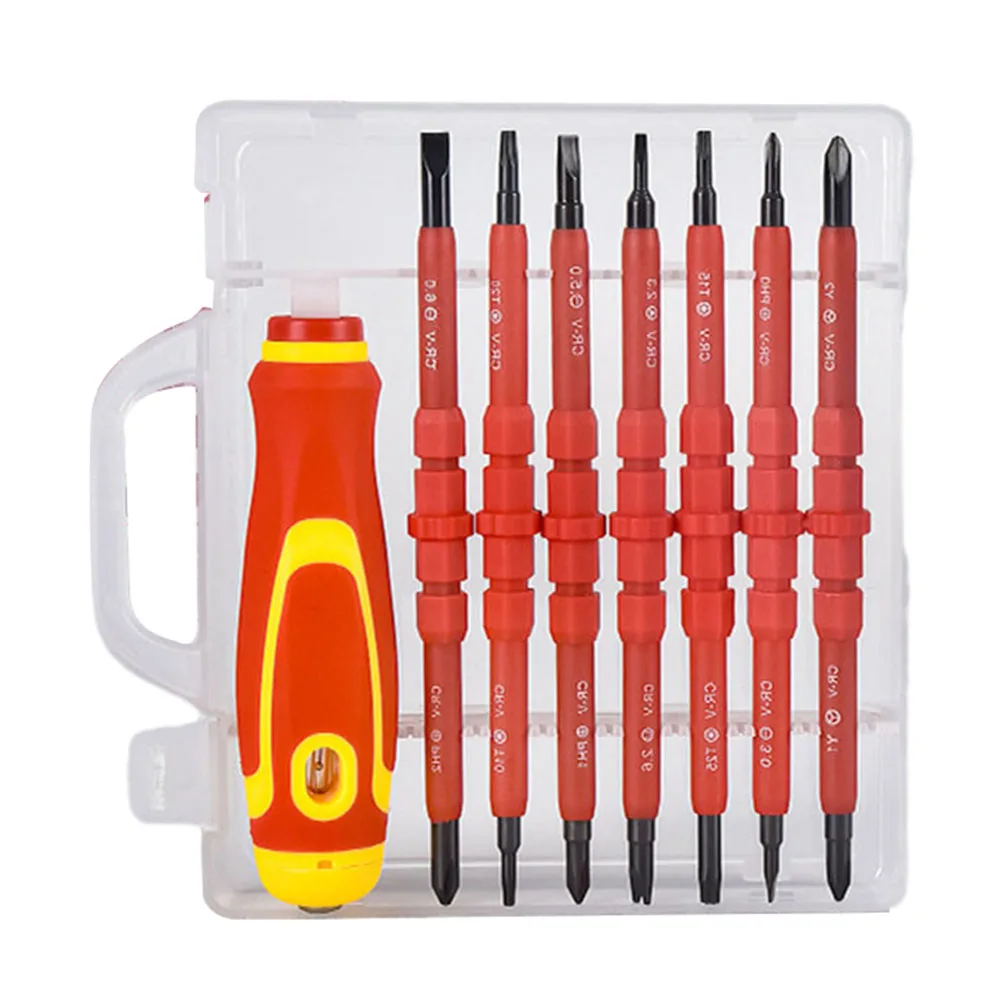 

8pcs Multi-Purpose Insulated Electricians Slotted Cross Screwdriver Bit Kit Repair Tool With Tester Pen Electricians Hand Tool