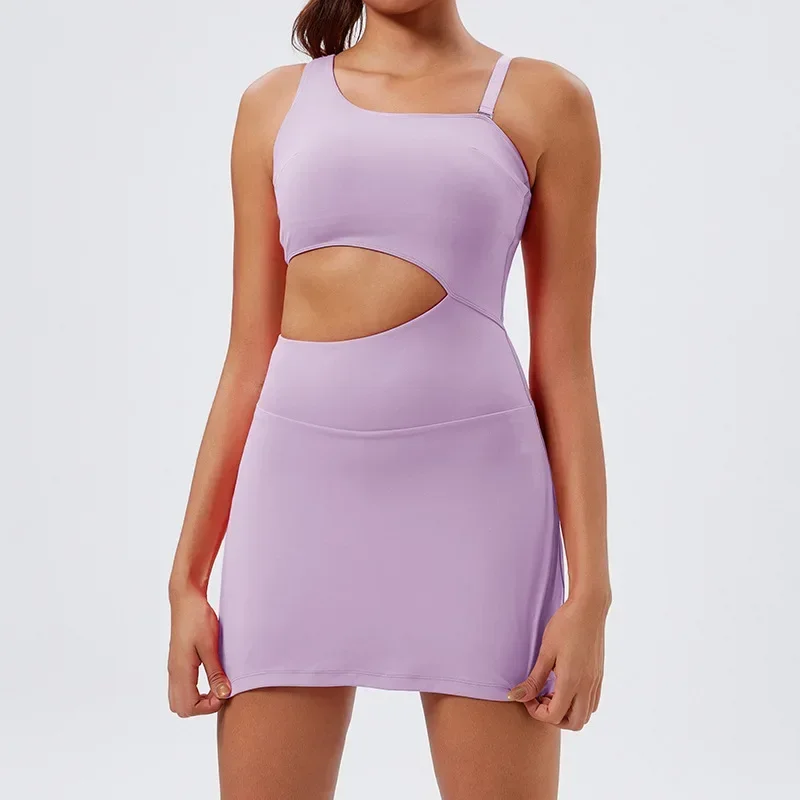 Women Paded Sport Dress Fake 2pc Tight Fitting Tennis Golf Skirts Yoga Gym Running Sportswear Beauty Back Outdoor Leisure Sports