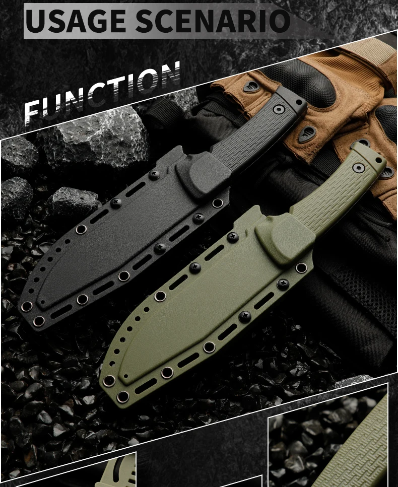 Messer neben Überlebensausrüstung positioniert