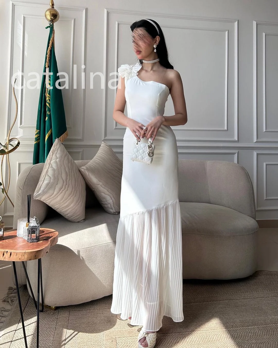 

Cowl Neck Prom Dresses Saudi Arabia Evening Gowns Women One Shoulder Sleeveless Floor-Length Formal Occasion Gowns 2024