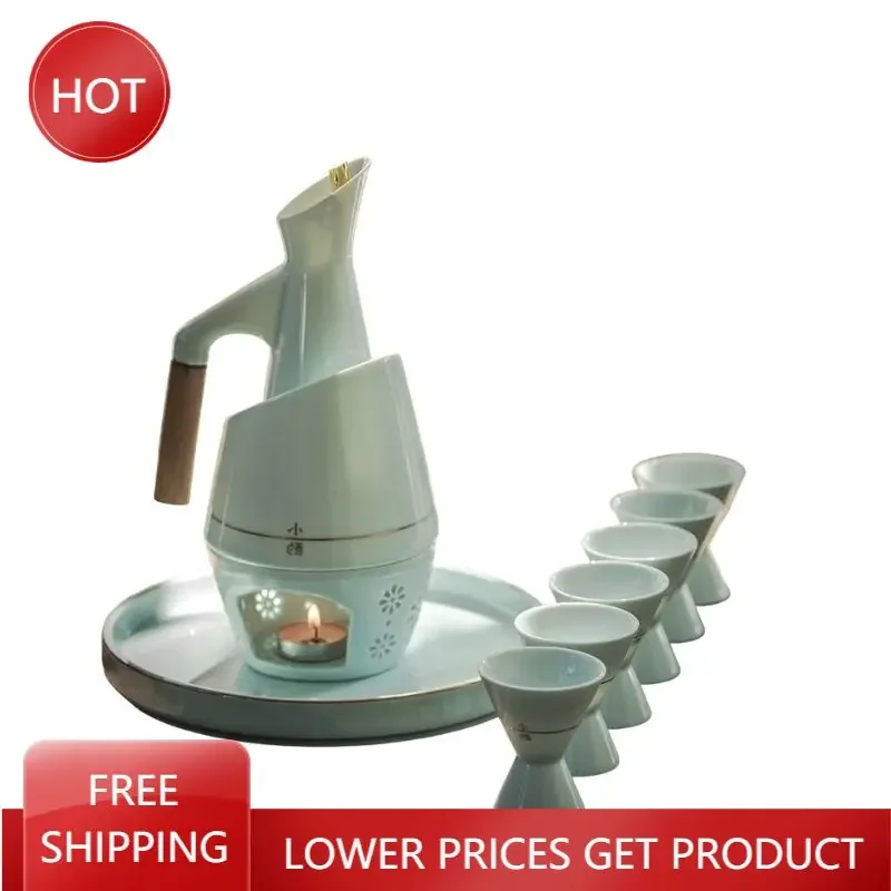 

Luxury Wine Ceramics Set Drinkware Japanese Design Flask Soju Sake Set Tumbler Warmer Gift Set Garafa Termica Wine Set AA50JT