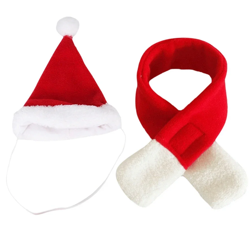 1-10PCS Christmas Hat Pet Costume for Cat Dog Puppy Costumes Scarf Gift New Year Santa Winter Cosplay Pet Supply