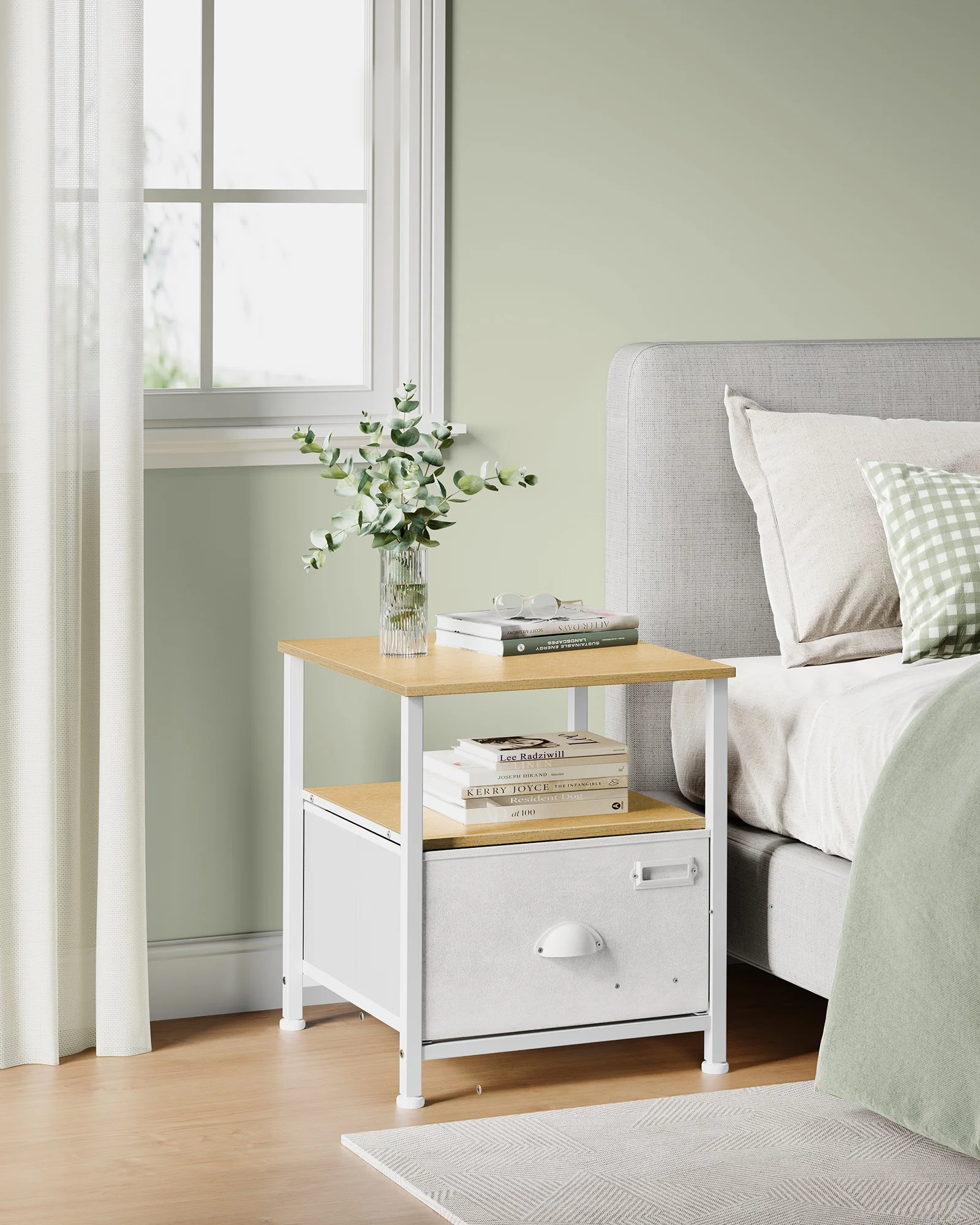 SONGMICS Nachttisch Mit 2 Schubladen - Weiße Kommode Für Schlafzimmer & Wohnzimmer