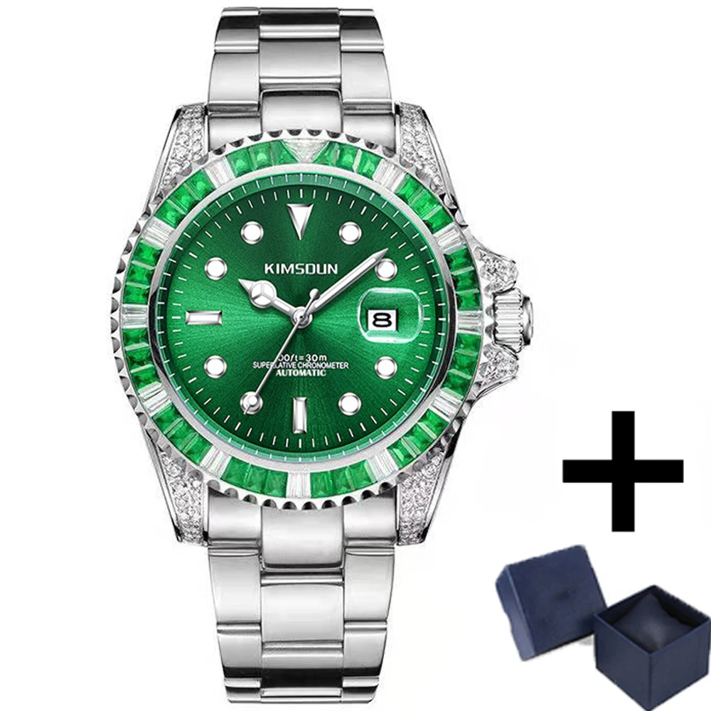 Top New Men Watches Luxury Designed Diamond Automatic Mechanical Watch Magnifier Date Full Stainless Steel Sport AAA Clocks 2022
