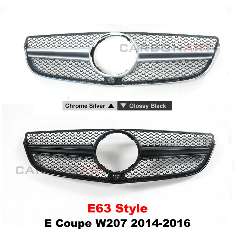 2009 2010 2014 E coupe W207 Diamond Grid Front Grille Fit for MB W207 Facelifted E coupe Replacement Silver grille for C207 car
