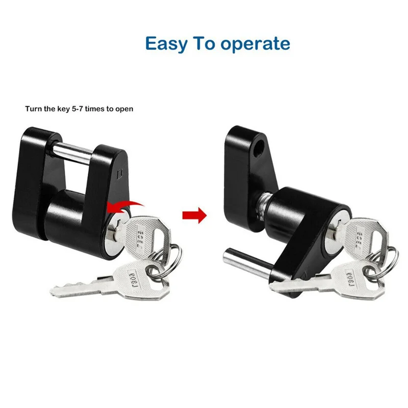 1/4" Zinc Alloy Small Trailer Lockstitch Trailer Hitch Coupler Lock For Locking Hauling Security Towing Tow Bar