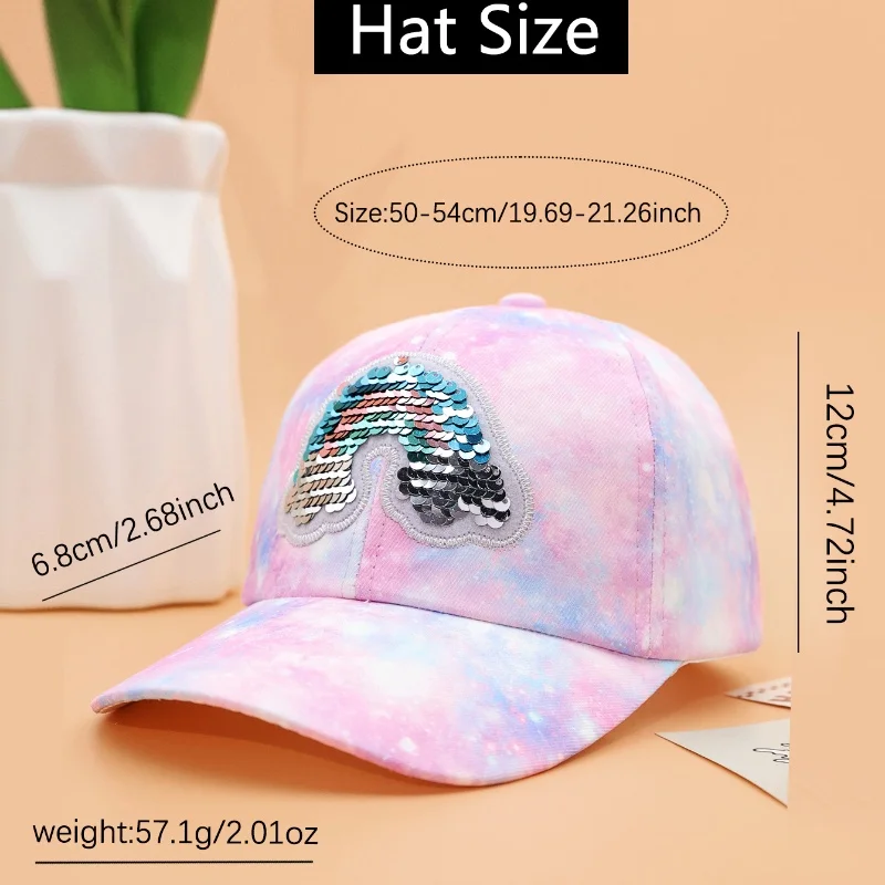 Children's Cute Rainbow Baseball Cap for Boys Girls Adjustable Stylish Colorful Unisex Design Peaked Cap Kids Outdoor Sun Hat