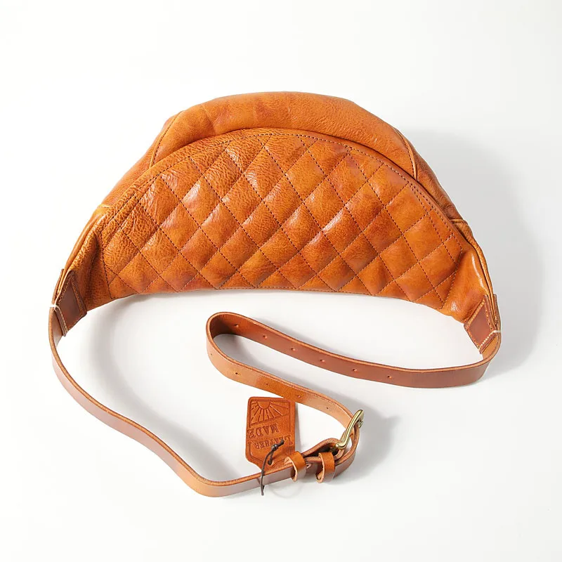 Fashion luxury genuine leather men's multi-pocket chest bag designer high quality real cowhide motorcycle shoulder crossbody bag