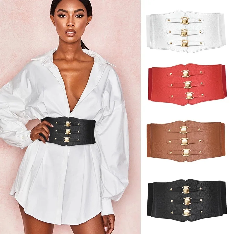 Vintage Corset Belts Women Stylish Wide-brimmed Elastic Waistband Ladies Designer Shirt Dress Decoration Belts