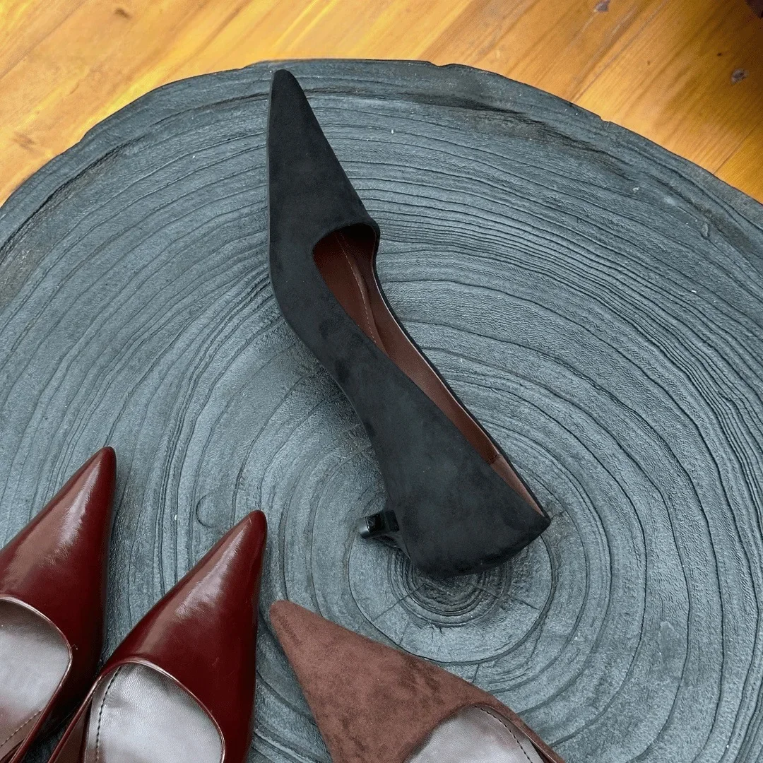 Women Pumps Sexy Suede Pointed Toes High Heels Fashion Office Stiletto Party Wedding Shoes Female Comfort Low Heel Women Shoes 4