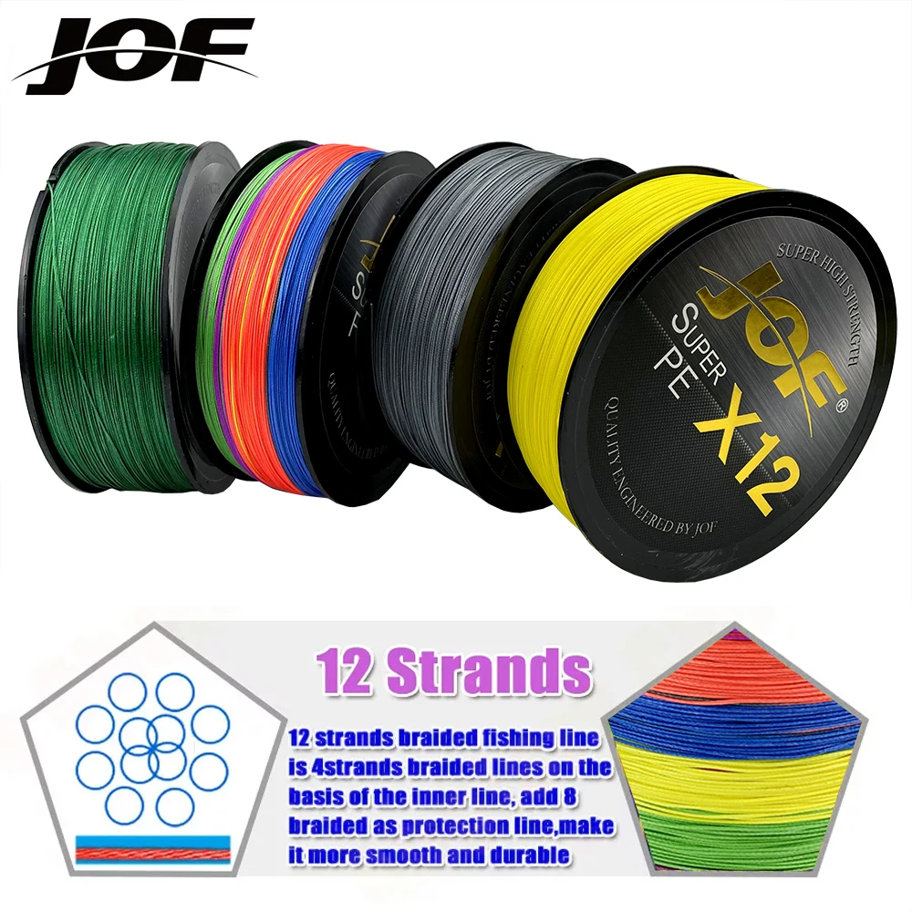 

JOF 11-40KG 12 Strands Braided Fishing Line 500m 300m Real 12 Braids Full Length Multifilament Fishing Lines PE Peche Saltwater