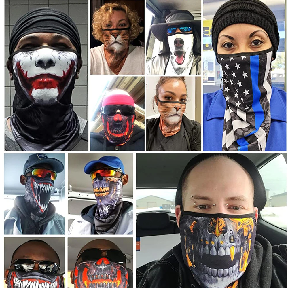 3D Punisher Mask Balaclava Earloop Bandana Protective Face Mask Cycling Scarf Hunting Camping Sport Outdoor Neck Gaiter Summer