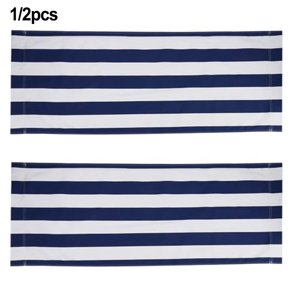 Portable Beach Lounger Replacement Cloth Wear Resistant Polyester Fabric Easy to Roll Up 120x44 cm White and Blue