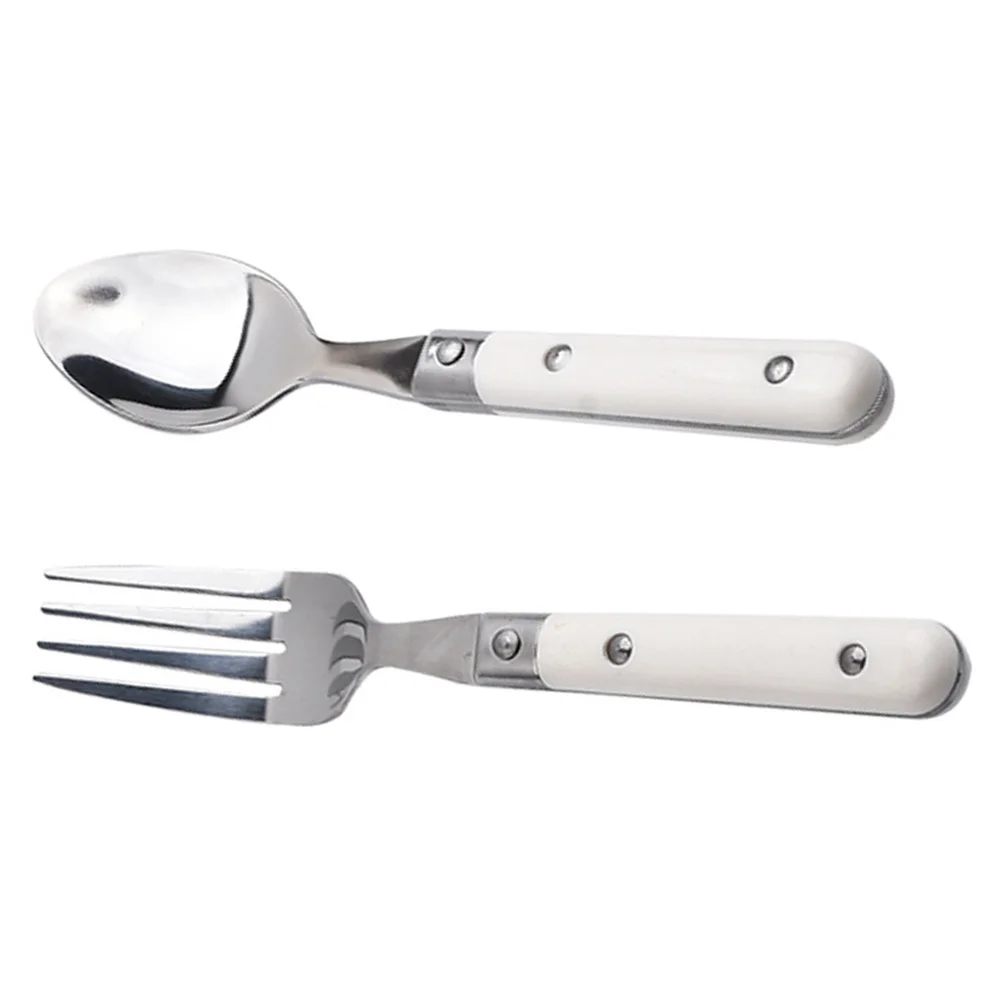 

2 Pcs Children's Fork and Spoon Kid Handle Stainless Steel Cutlery Lovely Tableware