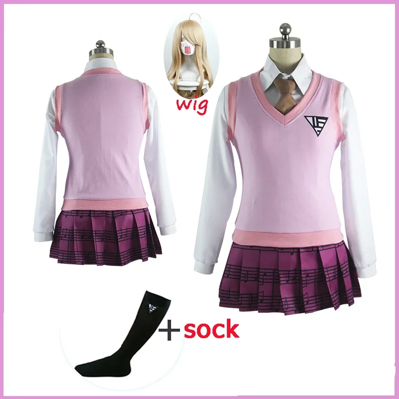 2019-Danganronpa-V3-Killing-Harmony-Akamatsu-Kaede-JK-School-Uniform-Shirt-Sweater-Skirt-Outfit-Games-Cosplay
