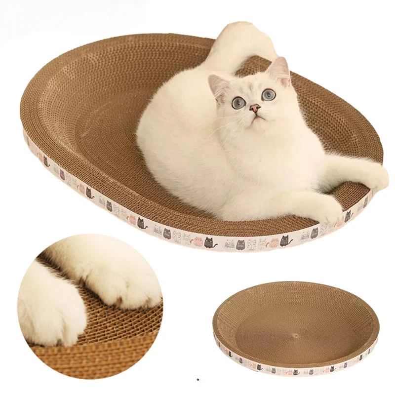 

Corrugated Cat Scratcher Cat Scrapers Round Oval Grinding Claw Toys for Cats Wear-Resistant Cat Bed Nest Cat Accessories