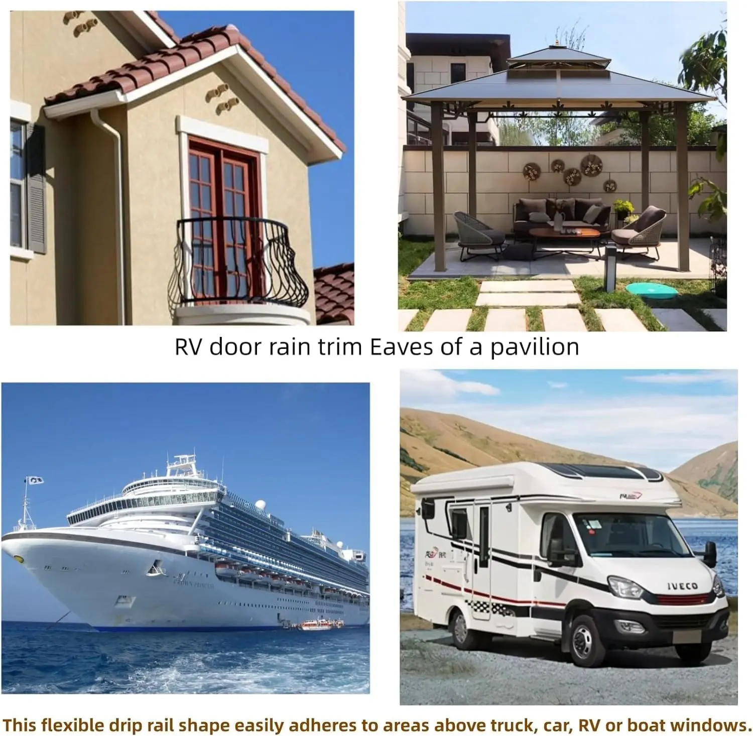 Grondaia Per Camper A Forma Di J - 10 Metri In Gomma Autoadesiva | Per Camper, Camion E Barche - Bianco - Foto 9