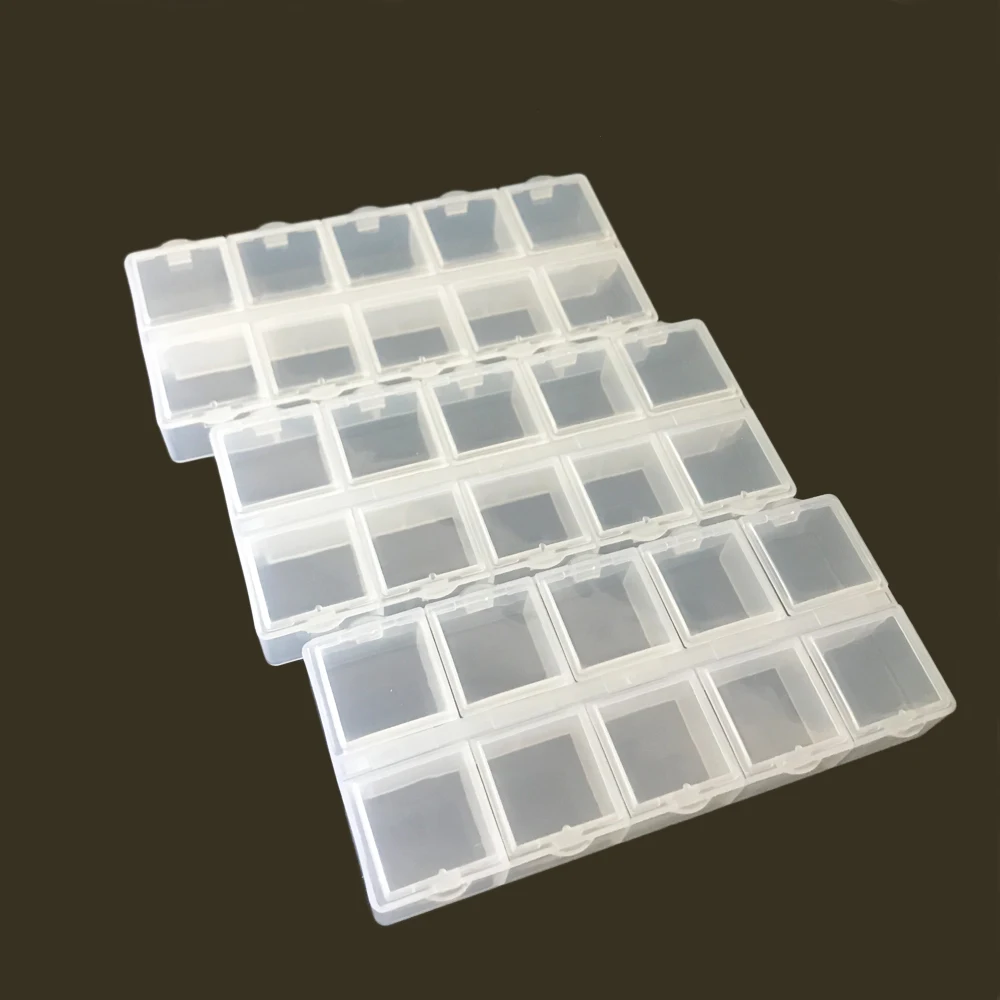 

3pcs Plastic Jewelry Organizer Boxes with Dividers Clear Bead Storage Case Container 10-Grid Little Box,Organizing Earring,Rings