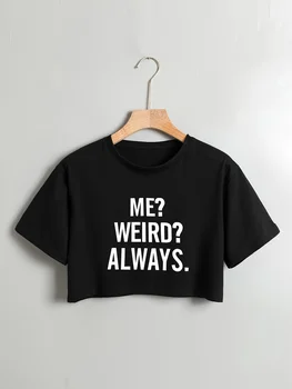 Cotton Blend Short Sleeve ME Letter Print Crop T-Shirt - Soft Semi-Sheer Micro Elasticity Crew Neck Sexy Style 1