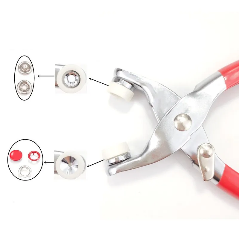 Tick Button Pliers Set DIY Metal Tick Snaps Buttons with Fastener Pliers Press Tool Kit For Sewing Crafting Clothes Pants Jean 5