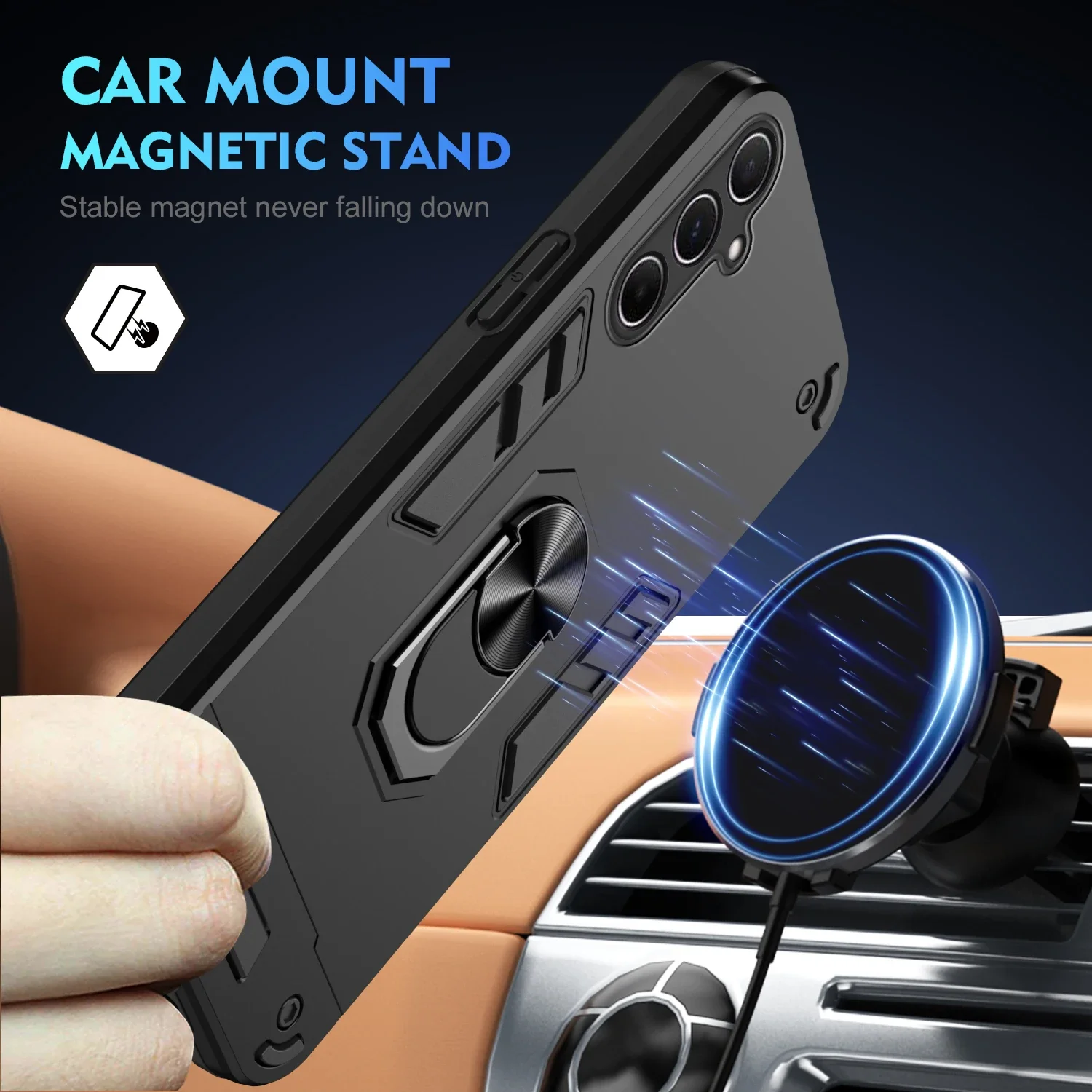 Enhanced Armor Shockproof Case with Protective Ring Stand Cover