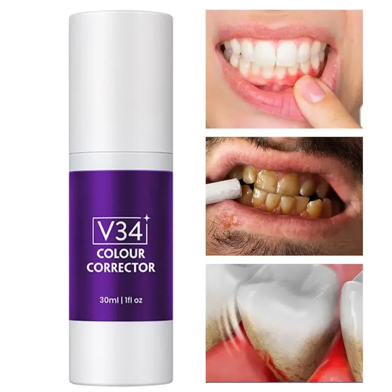 

V34 Purple Whitening Toothpaste Teeth Color Corrector Toothpaste Remove Stains Reduce Yellowing Whiten Fresh Breath Teeth Care