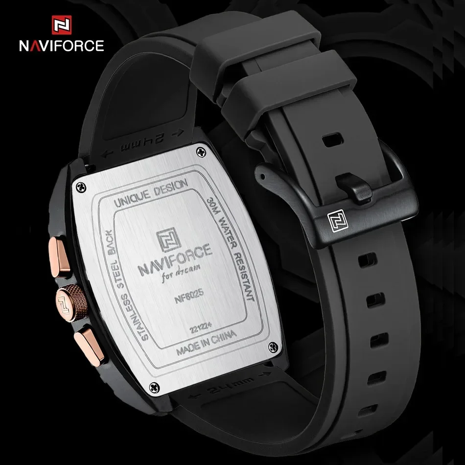 New Naviforce Fashion Waterproof Clocks Design Men's Watches Silicone Military Quartz Wristwatches Dual Pointer Display Gifts, Alina Gadgets