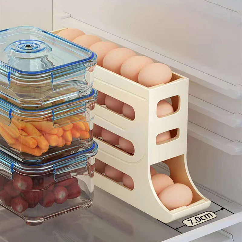 Egg Storage Box Egg Storage Container Egg Storage Box Creative Four layer Automatic Rolling Convenient Storage Rack Home Kitchen Refrigerator Side Egg Rack