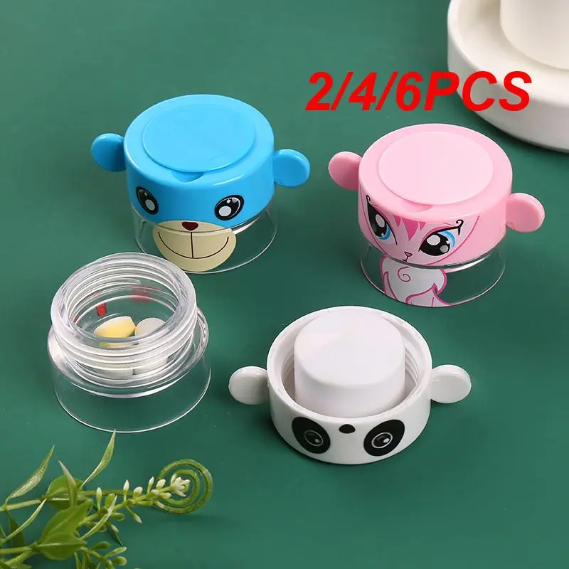 2/4/6Pcs Scatola Per Smerigliatrice Per Pillole Per Cartoni Animati Per Compresse Per Bambini Scatola Per Pillole Per Frantoio Contenitore Per Pillole