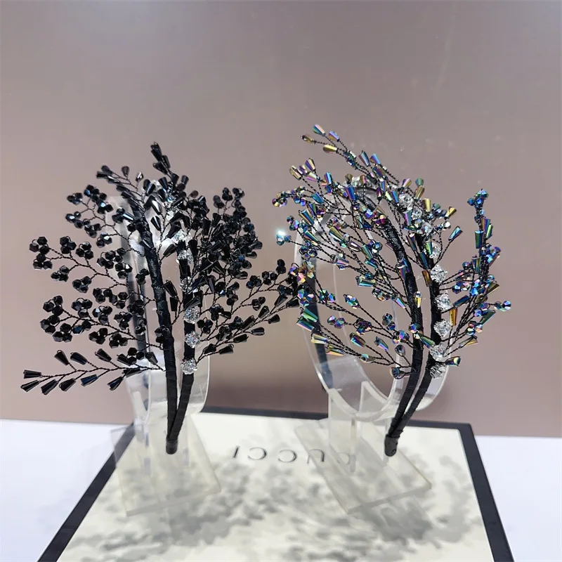 

Crystal Gem Baroque Headbands For Women Diamond Hair Accessories Pearl Headband for Girls Crown Flower Hairbands Head Wrap