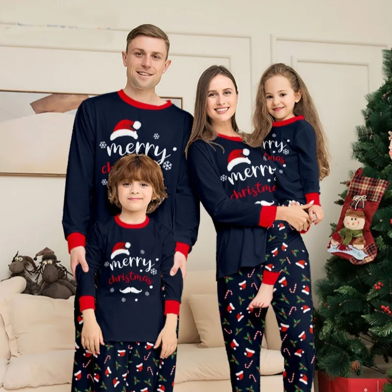 thumbnail image 1 of Conjuntos familiares a juego para Navidad, pijamas para madre, padre e hijos, gorro de Papá Noel, ropa de dormir holgada para Navidad, mameluco para bebé, ropa para perros, 1 of 5