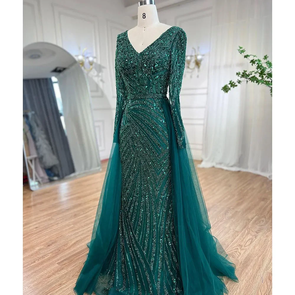 S0f2cfe5182054dc0aefe003ef72986caM Dubai Mermaid Beaded Luxury Blue Muslim Evening Dresses Gowns with Detachable Skirt for Women Party Mallzona