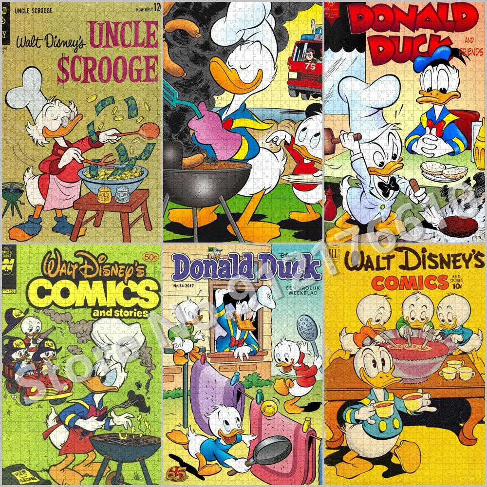 

Uncle Scrooge Comic Print Puzzle 300/500/1000 Pieces Donald Duck Wooden Puzzle for Adult Educational Family Handmade Games Toys
