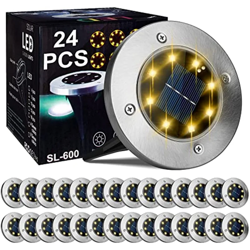 

24 solar outdoor lights powered floor waterproof 8LED corridor Lamps suitable for garden pool terrace deck passage landscape