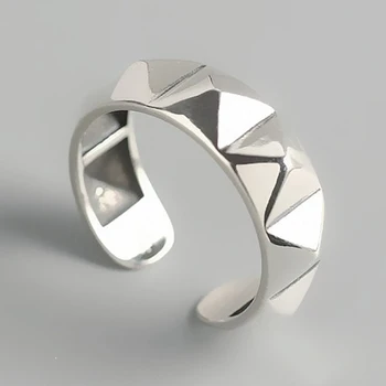 Anelli a rombo geometrici color argento per donne coppie Regali di gioielli per feste con anello ridimensionabile con personalità vintage classica alla moda