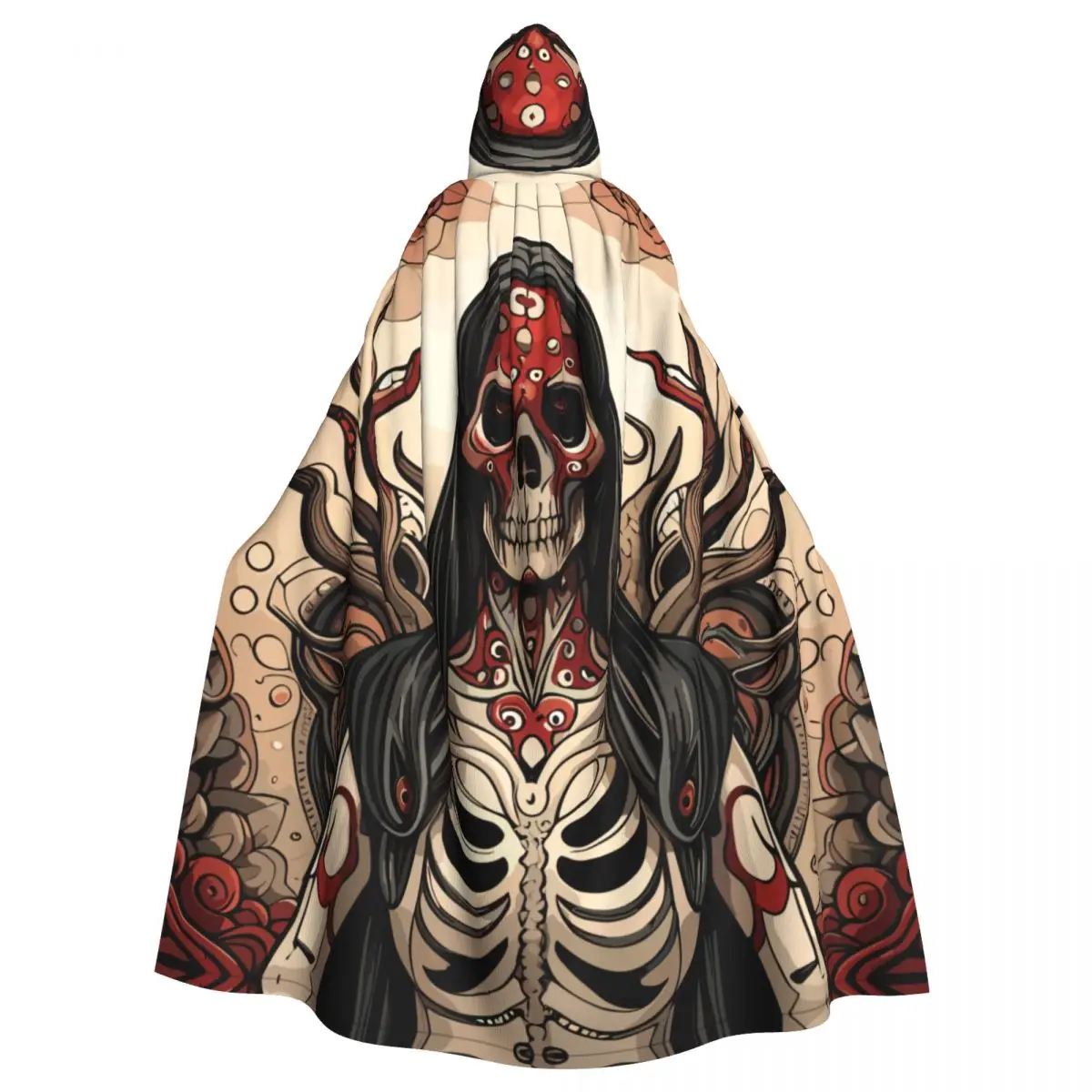 

Mexico Skull Hooded Cloak Polyester Unisex Witch Cape Costume Accessory
