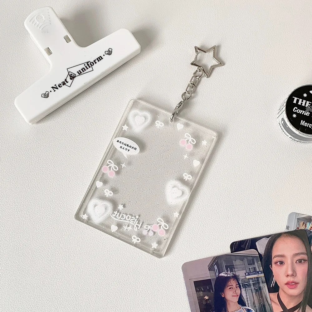 Acrylic Cartoon Photocard Holder Keychain - Versatile ID and Card Holder
