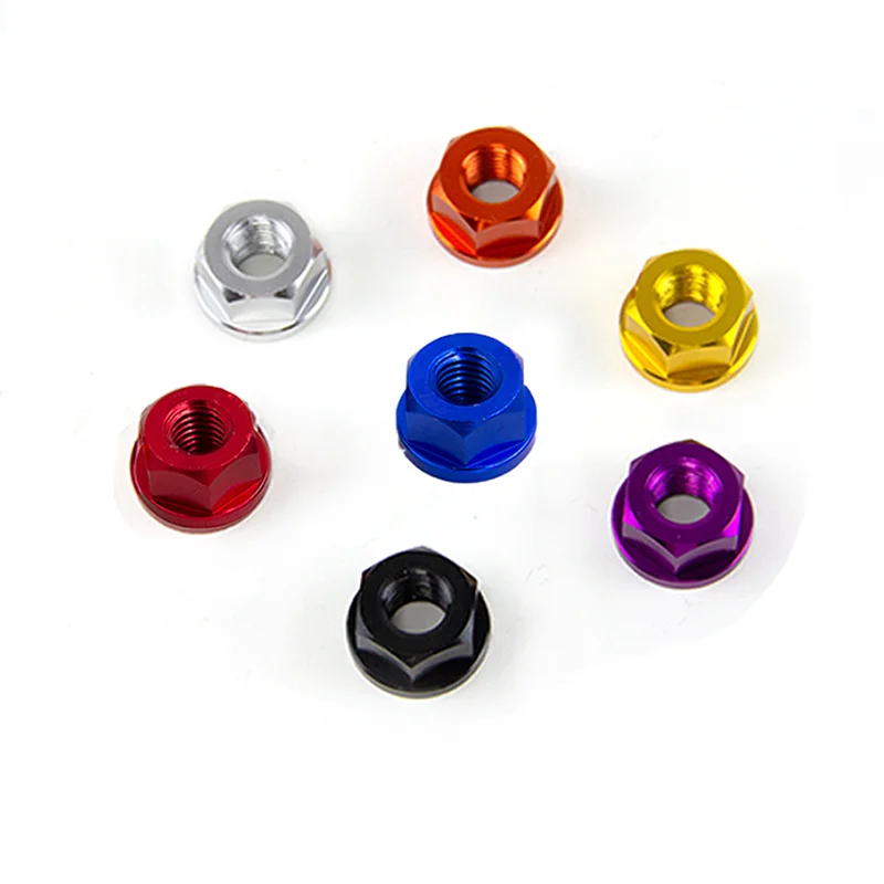 1PC M8 M10 Universal Motorcycle CNC Anodized Rear Axle Flange Screw Bolt Nylon Hex Insert Lock Nut Locknuts self-locking Nut