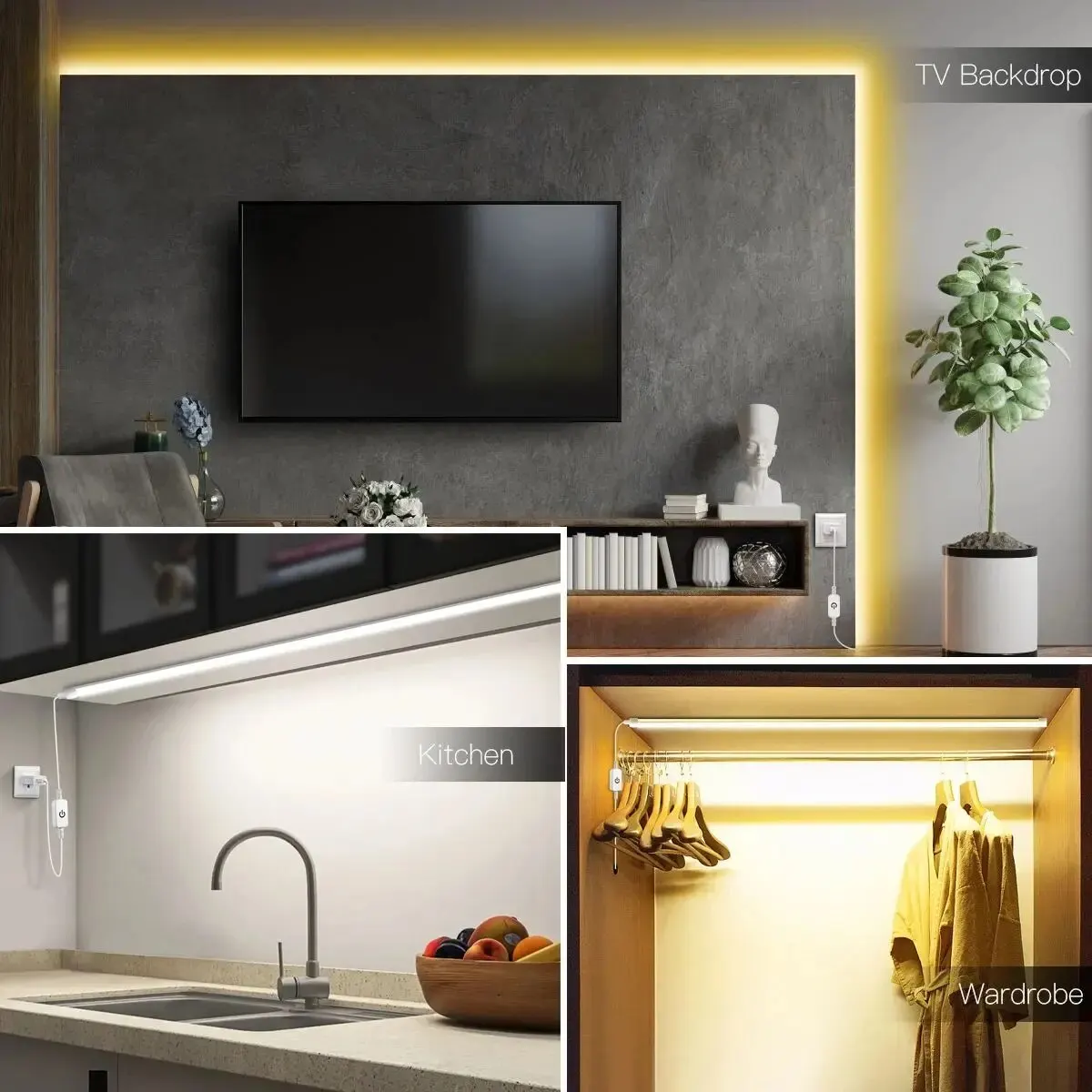 LED Strip Light 5V USB COB 320LEDs/M Waterproof for Kitchen Decor