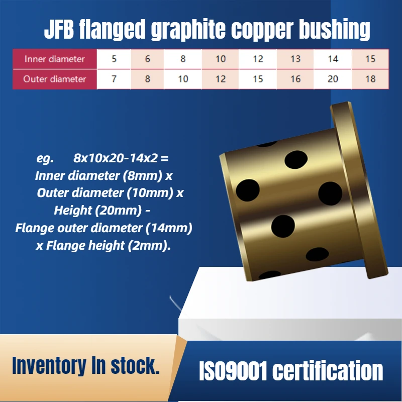 Flanged Graphite Copper Bushing with Solid Lubricant, 2PCS MPFZU