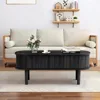 Fluted Lift Top Coffee Table with Hidden Compartment, Fully Assembled Wooden Center Table, Modern Oval Lift Tabletop 6