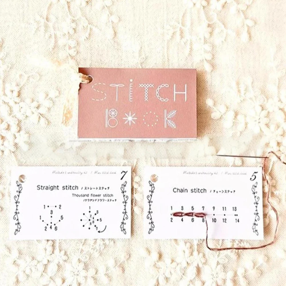 Mini Sewing Card Set Improve Knitting Skill Improving Sewing Techniques Embroidery Stitch Books Women Female