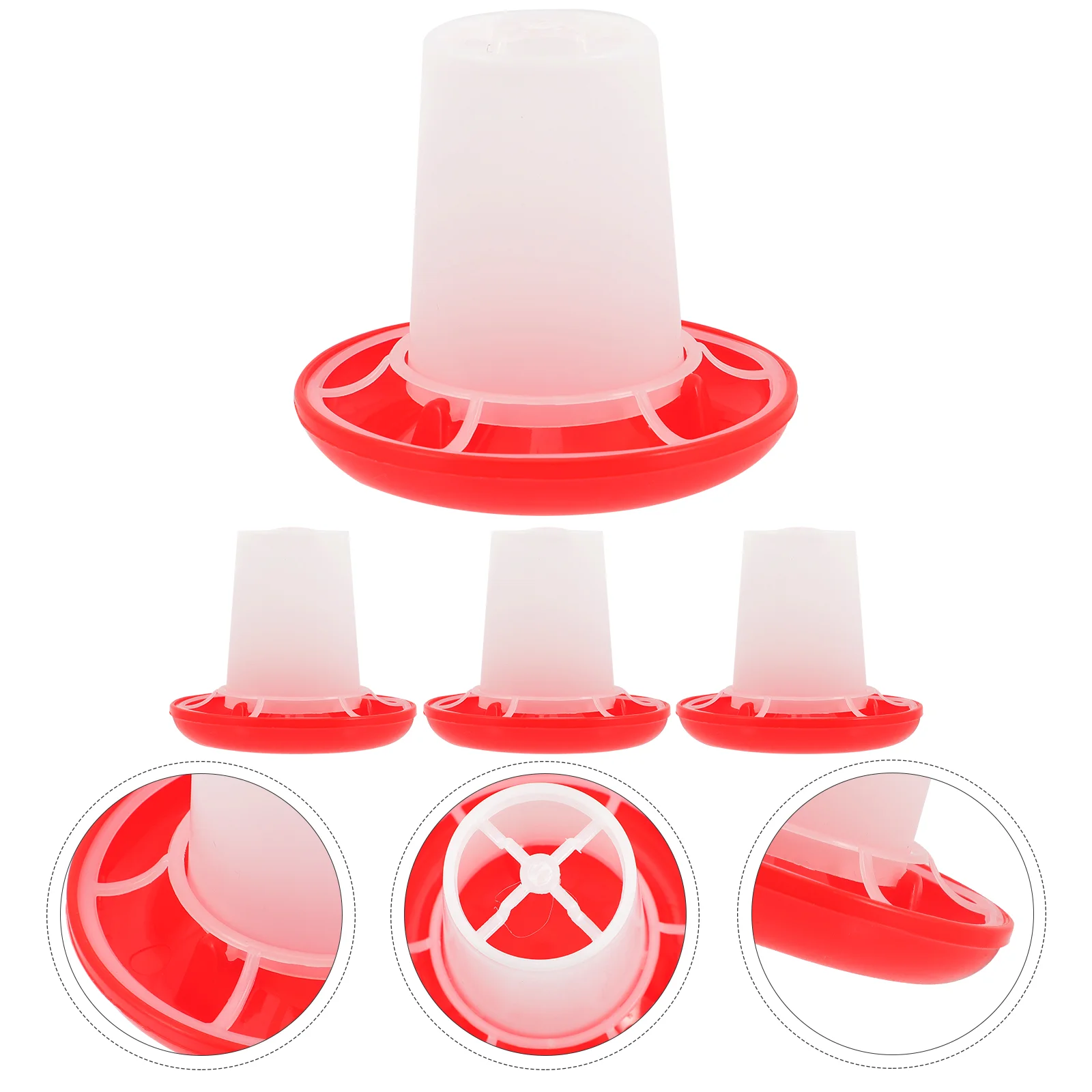 

4 Pcs Poultry Feeder Container Food Containers Bird Feeders Chicken Feeding Dispenser Groove Bowl Automatic for Supplies