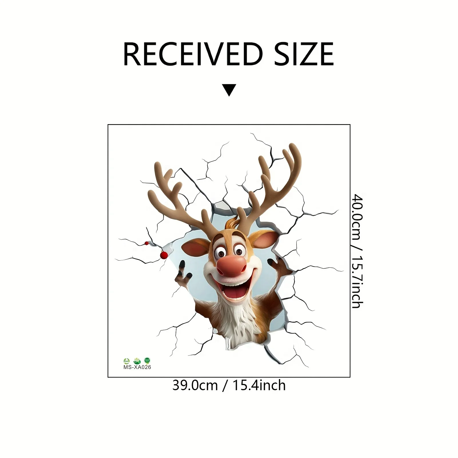 3D Reindeer Wall Decal - Removable Vinyl Christmas Decor